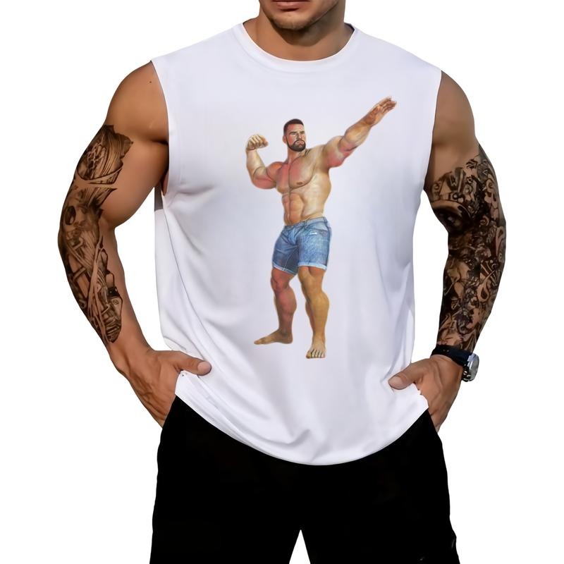 HAGBDH Sporsity Men Graphic Vest with Bold Bodybuilder Graphic Stylish Casual Wear Trendy Fashion Streetwear  Graphic...