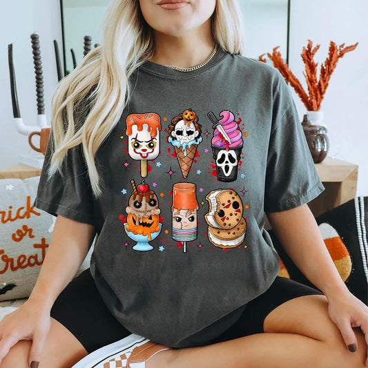 Halloween Ice Cream Shirt, Summerween Shirt, Scary Movie Sweater, Summer Halloween Sweatshirt, Scary Movie Ice Cream Shirt, Halloween Summer T-Shirt