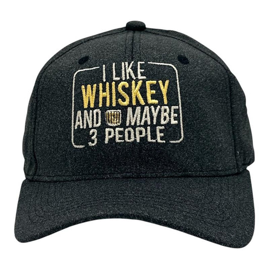 I Like Whiskey And Maybe 3 People Hat Funny Sarcastic Drinking Graphic Novelty Cap Funny Hats Drinking  Funny Introvert  Novelty Caps for Men Black - Standard