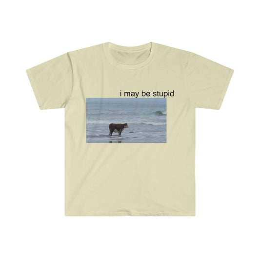 I May Be Stupid Cow On Beach Funny Meme Tshirt  sweater