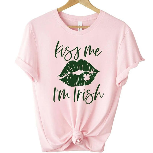 Kiss Me I'm Irish Shirt, Funny St Patrick's Day T Shirt, St. Patrick's Day Shirt, Unisex St Paddy's Day Gift, Gift For Her, Gifts Ideas For Saint Patrick's Day, Unisex Short Sleeve Tee T-Shirt Fit Top