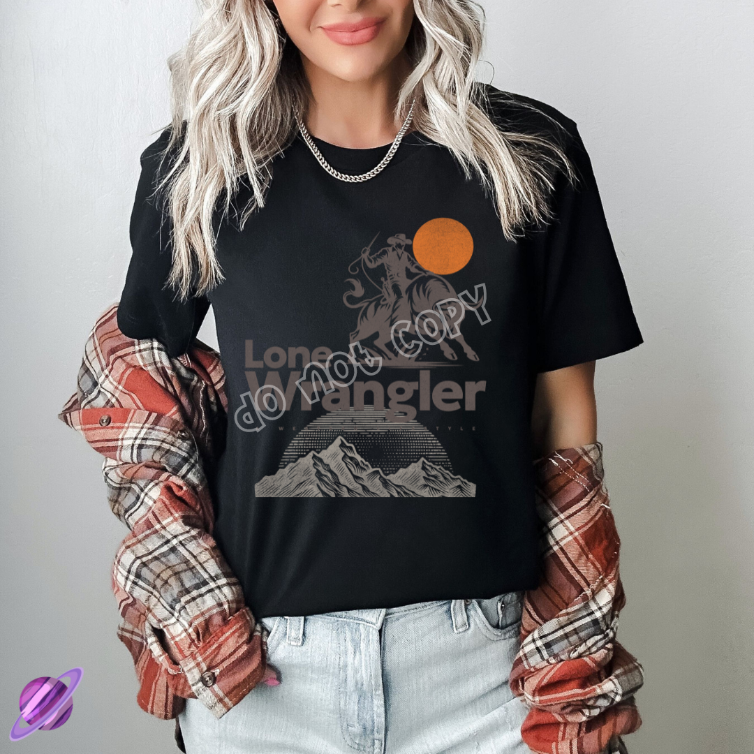 LONE WRANGLER TEE Hoodie, Sweatshirt | TeeSparky.com (Image 1)