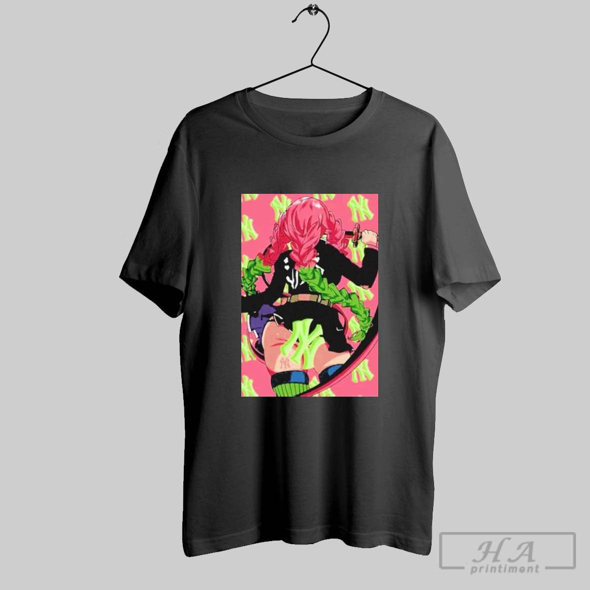 Mlb X Demon Slayer Kimetsu No Yaiba Anime Mitsuri Kanroji Waifu New York Yankees T Shirts