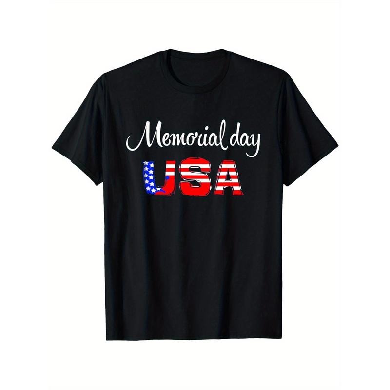 Memorial Day USA Patriotic T-Shirt - 100% Cotton 180GSM Crew Neck Tee with American Flag Design, Unisex Regular Fit...