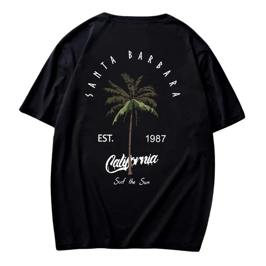 Men's Summer Clothes, Letter & Tree Print Drop Shoulder Tee, Summer Outfits 2025, Back To School Outfits, Graphic Tees for Men, Regular Fit Streetwear Fashion Graphic Crew Neck T-shirt, 90s Clothes, Summer Tops