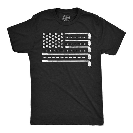 Mens Funny T Shirts Golf American Flag Awesome Fourth Of July Golfing Graphic Tee for Men Mens Funny T Shirts Cool Tees Soft Stylish Casual Menswear Patriotic Apparel for Men Funny Golf Short Sleeve Black -