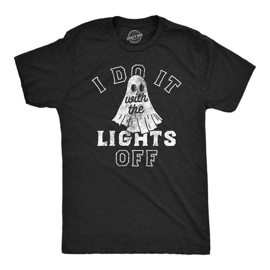 Mens Funny T Shirts I Do It With The Lights Off Sarcastic Halloween Graphic Tee For Men Mens Funny T Shirts Cool Tees Soft Stylish Casual Menswear Halloween Apparel for Men Funny Adult Humor Short Black - I