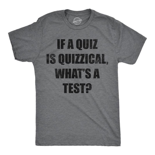Mens Funny T Shirts If A Quiz Is Quizzical Whats A Test Sarcastic Tee for Men Mens Funny T Shirts Cool Tees Soft Stylish Casual Menswear Funny Nerd Short Sleeve Novelty Tees for Guys Dark Grey