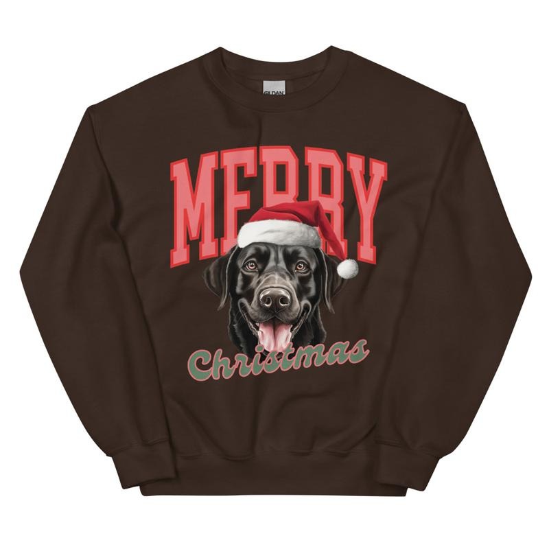 Merry Christmas Black Lab Sweatshirt, Christmas Dog, Festive Holiday Crewneck, Custom Sweatshirt Shirt Hoodie | TeeSparky.com