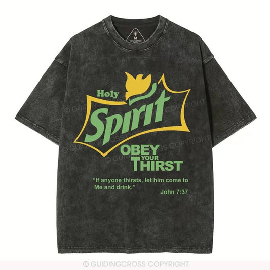 [ Mineral Wash ] Holy Spirit Christian Washed TShirt Jesus Graphic Washed Style Shirt