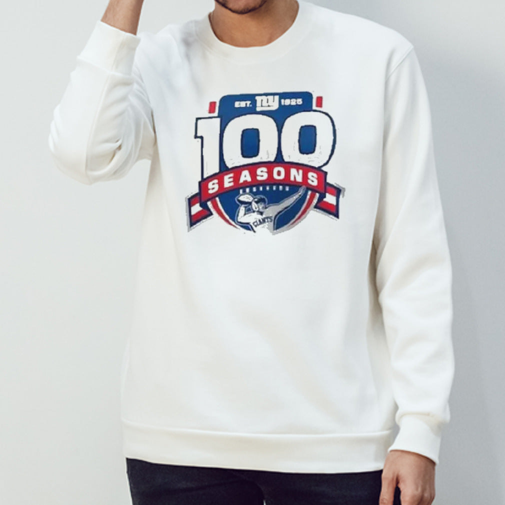 New York Giants 100th Anniversary 1925-2025 Fitted T-Shirt