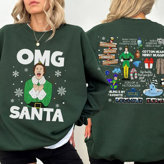 OMG Santa Elf Buddy Sweatshirt, Elf Merry Christmas T-Shirt, Buddy Elf Christmas Sweater, Funny Christmas Movie Tee Shirt, Santa I Know Him Shirt, Gift For Xmas