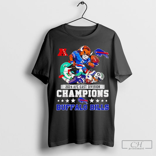 Official 2024 Afc East Division Champions Buffalo Bills Mascot Graphic Shirts