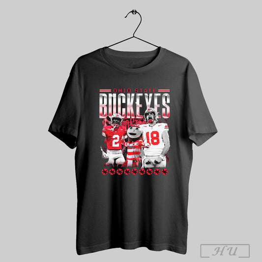 Official Caleb Downs X Will Howard Ohio State Buckeyes Mascot Graphic T Shirt Sweatshirt Hoodies Poster