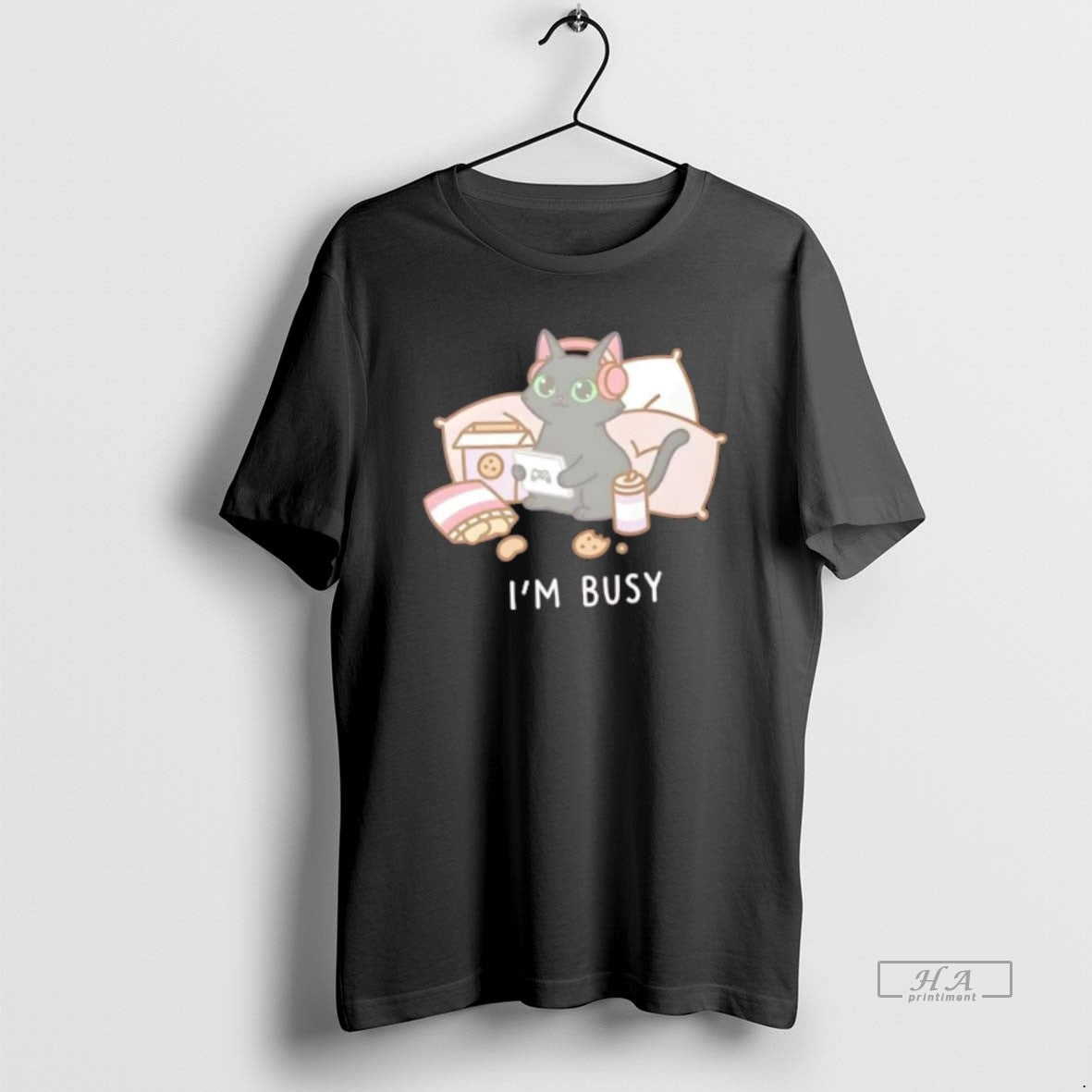 Official Im Busy Gamer Cat Cute Black Kitty T-Shirts, Hoodie, Sweatshirt | TeeSparky.com