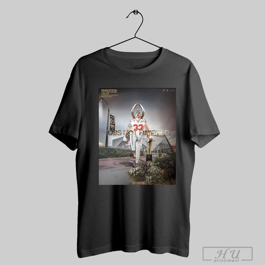 Official Jack Sawyer Ohio State Buckeyes Vs Notre Dame Fighting Irish 1 20 25 Cfp National Championship Jobs Not Finished Poster T Shirt