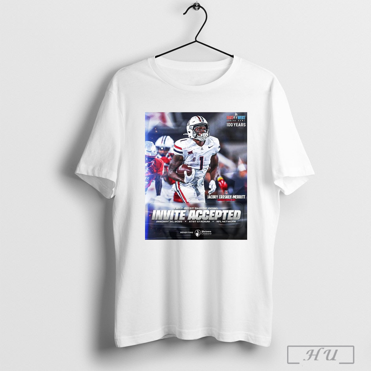 Official Jacory Croskey Merritt Arizona Wildcats East West Shrine Bowl Invite Accepted Jan 30 2025 Att Stadium Poster T Shirt