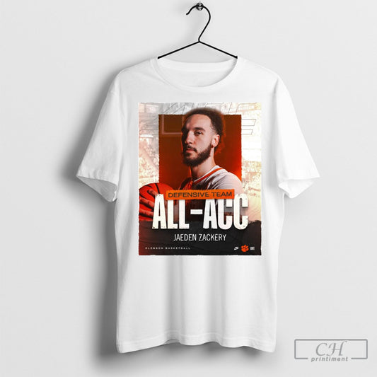 Official Jaeden Zackery Clemson Tigers Basketball All Acc Defensive Team Honors Poster T Shirt