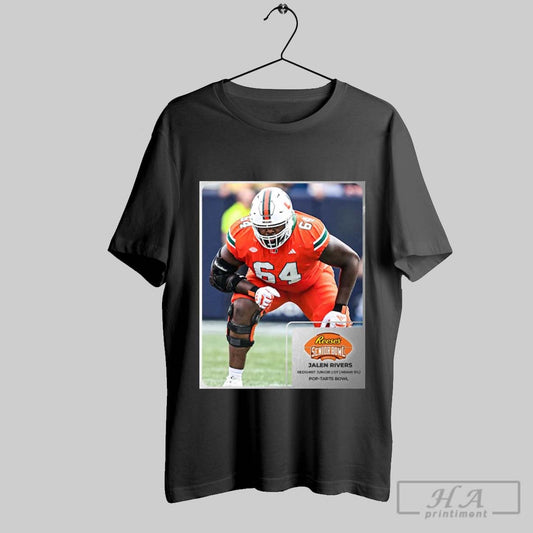 Official Jalen Rivers Miami Hurricanes Redt Shirt Junior Ot Reeses Senior Bowl Pop Tarts Bowl Poster T Shirt