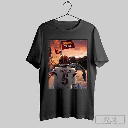 Official Jayden Daniels Washington Commanders Vs Tampa Bay Buccaneers Command The Sea Poster T Shirt