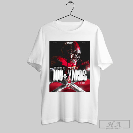 Official Kansas City Chiefs Travis Kelce Most Playoff Games With 100 Yards In Nfl History Poster T Shirts