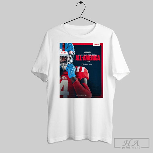 Official Lb Suntarine Perkins Ole Miss Rebels 2025 Way Too Early All America Team Poster T Shirt