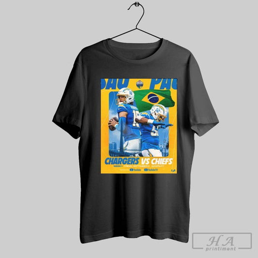 Official Los Angeles Chargers Vs Kansas City Chiefs Week 1 Nfl Sao Paulo Game Friday September 5 2025 Poster T Shirt