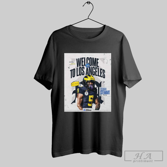 Official Los Angeles Rams Josaiah Stewart Olb Michigan Welcome To Los Angeles 2025 Nfl Draft Poster T Shirt