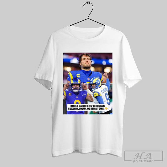 Official Los Angeles Rams Matthew Stafford Is 19 3 With The Rams In December January And February Games Poster T Shirt