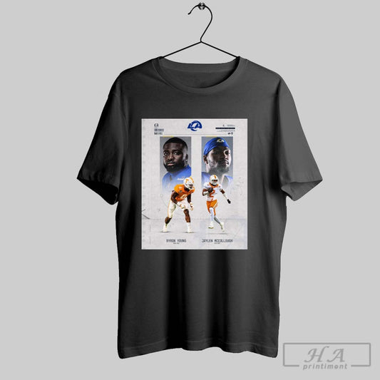 Official Los Angeles Rams X Tennessee Vols Football Byron Young Jaylen Mccollough Poster T Shirt