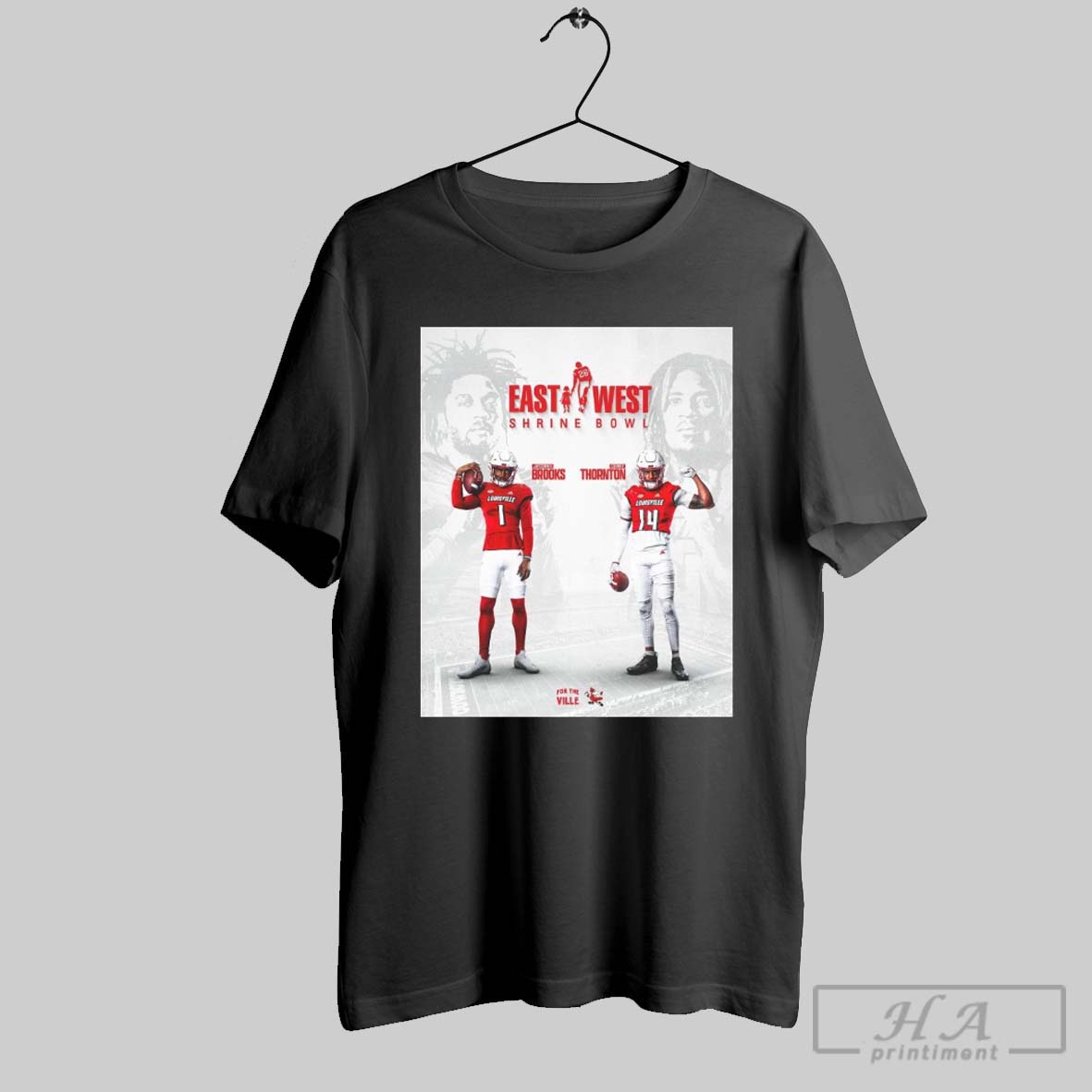 Official Louisville Cardinals Jacorey Brooks And Corey Thornton East West Shrine Bowl For The Ville Poster T Shirt