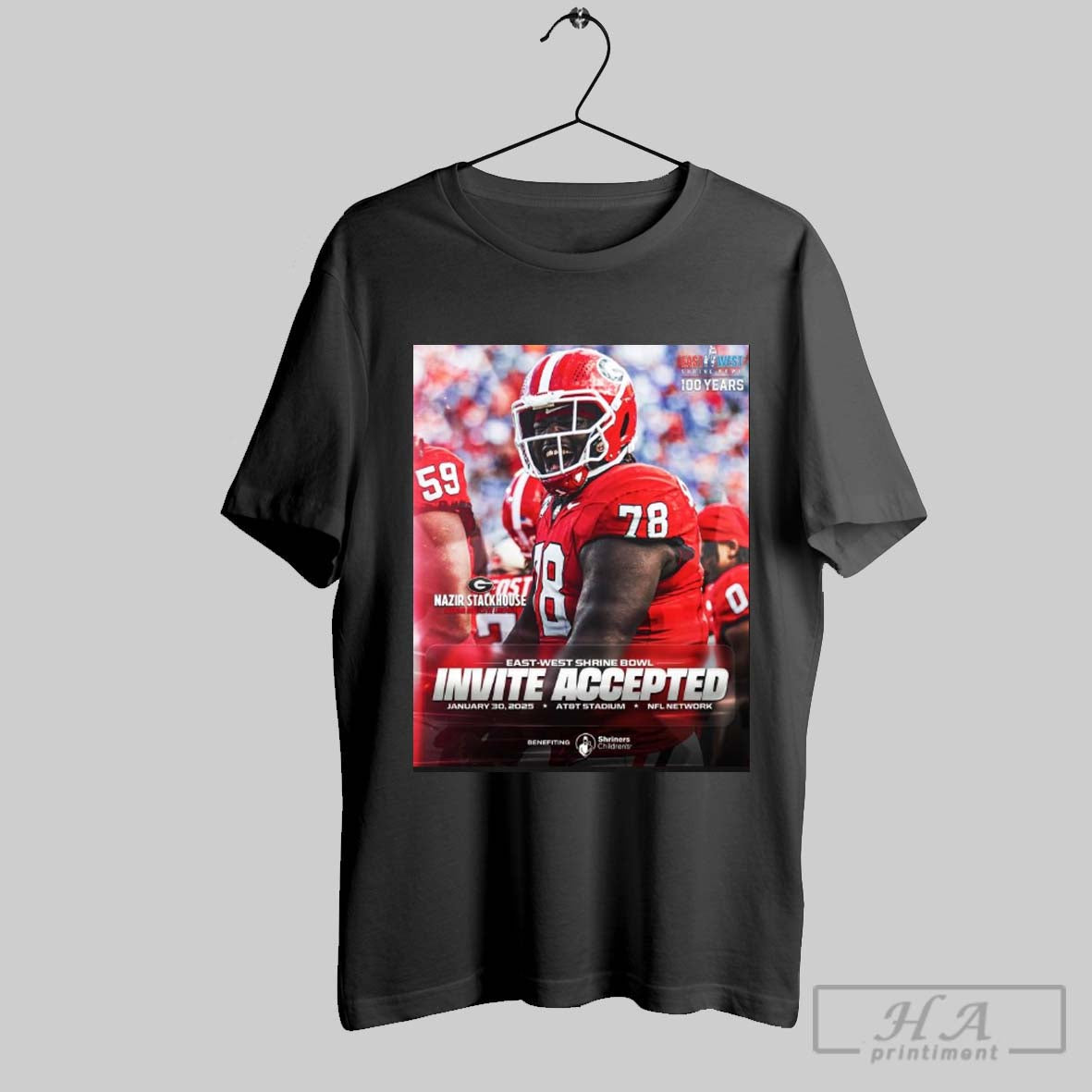 Official Mazir Stackhouse Georgia Bulldogs East West Shrine Bowl Invite Accepted January 30 2025 Att Stadium Poster T Shirt
