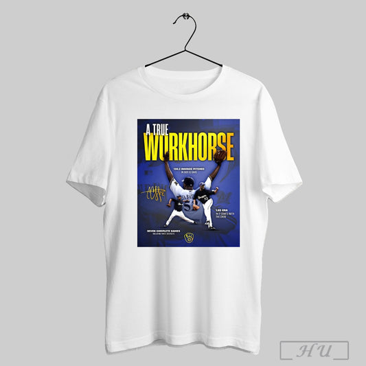 Official Milwaukee Brewers A True Workhorse Cc Sabathia 130 2 Innings Pitched 1 65 Era Seven Complete Games Signature Poster T Shirt Sweatshirt Hoodies Poster