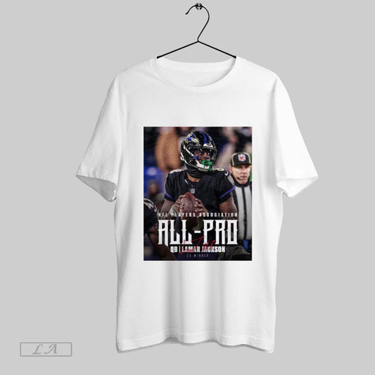 Official Nfl Players Association All Pro First Team Qb Lamar Jackson Baltimore Ravens 2x Winner Signature Poster T Shirt