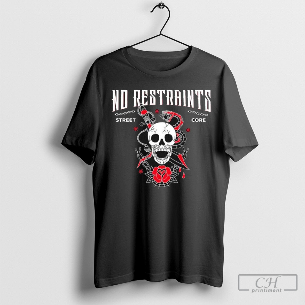Official No Restraints Street Core Skull Shirt Poster Ornaments