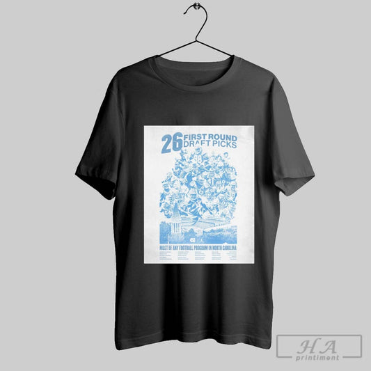 Official North Carolina Tar Heels 26 First Round Draft Picks Most Of Any Football Program In North Carolina Poster T Shirt