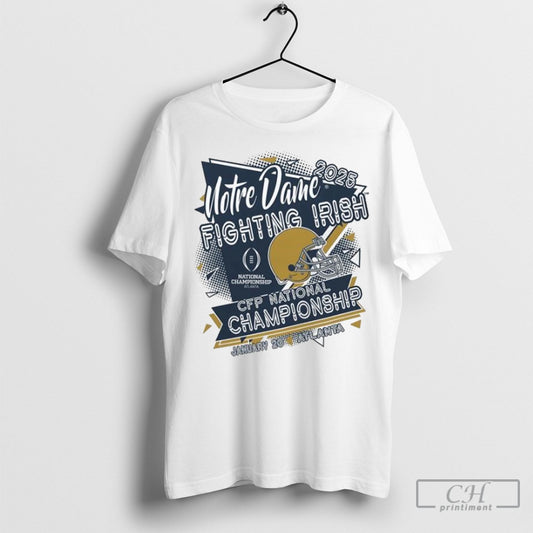 Official Notre Dame Irish Fighting College Football Playoff 2025 National Championship Game Helmet Shirt Poster