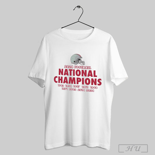 Official Ohio State Buckeyes 2024 25 College Football Playoff National Champions Multi Champs 1942 2024 T Shirt Sweatshirt Hoodies Poster