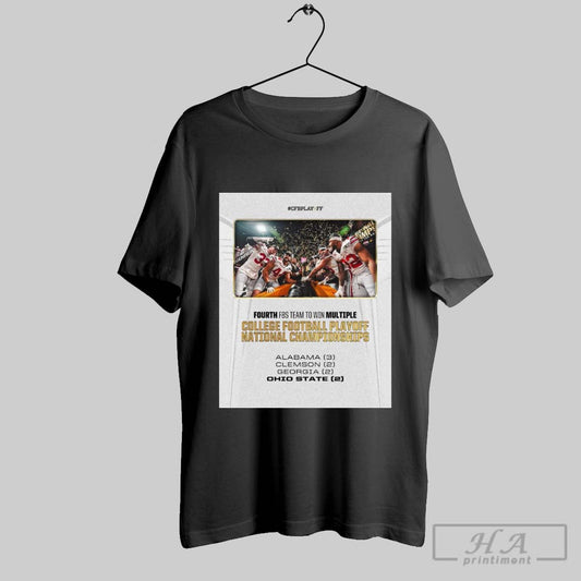 Official Ohio State Buckeyes Fourth Fbs Team To Win Multiple College Football Playoff National Championships Poster T Shirts
