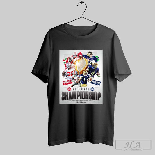 Official Ohio State Buckeyes Vs Notre Dame Fighting Irish National Championship Jan 20 Atlanta Ga Cfb Playoffs Poster T Shirt