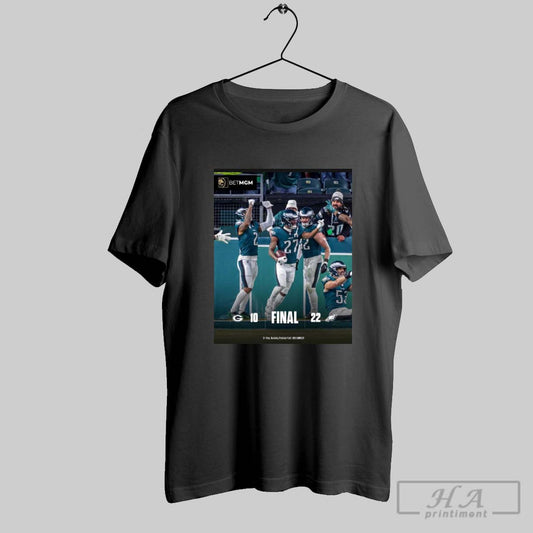 Official Philadelphia Eagles Win 22 10 Green Bay Packers Final Score In Wild Card Jan 12 2025 Poster T Shirt