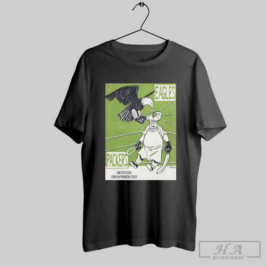 Official Philadelphia Eagles Vs Green Bay Packers Nfl Jan 12th 2025 Lincoln Financial Field Poster T Shirt