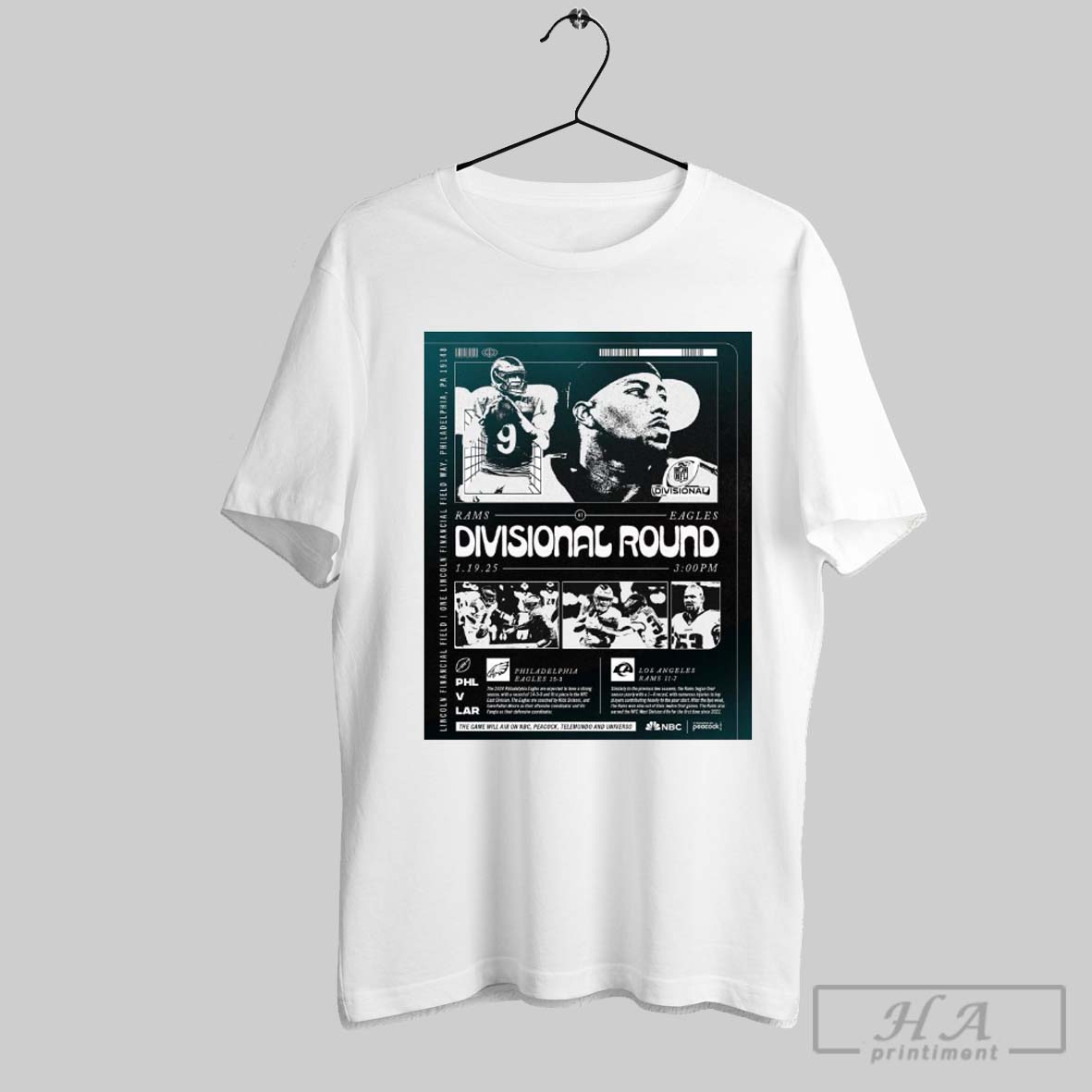 Official Philadelphia Eagles Vs Los Angeles Rams Nfl Divisional Round 1 19 25 One Lincoln Financial Field Way Philadelphia Pa Poster T Shirt