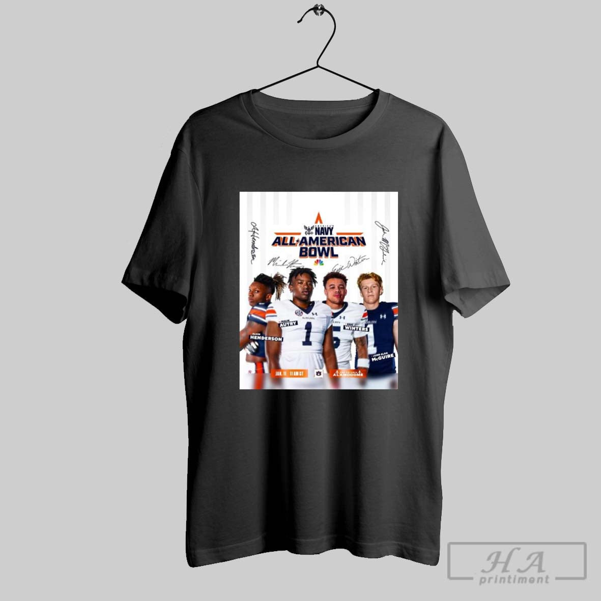 Official Poster Auburn Tigers All American Bowl Alvin Henderson Malik Autry Eric Winters John Alan Mcguire January 11 Signatures T Shirt