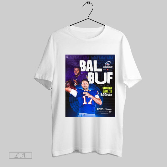 Official Poster Baltimore Ravens Vs Buffalo Bills Sunday January 19 2025 Nfl Football Divisional Playoffs On Cbs T Shirt