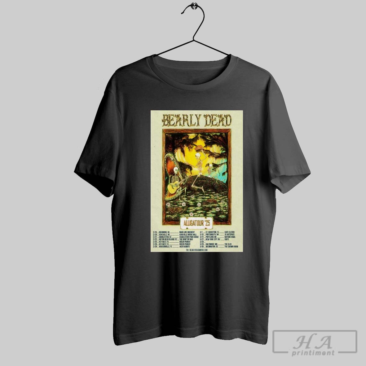 Official Poster Bearly Dead Heading South To Florida Alligatour 2025 2 19 Richmond Va Main Line Brewery T Shirt