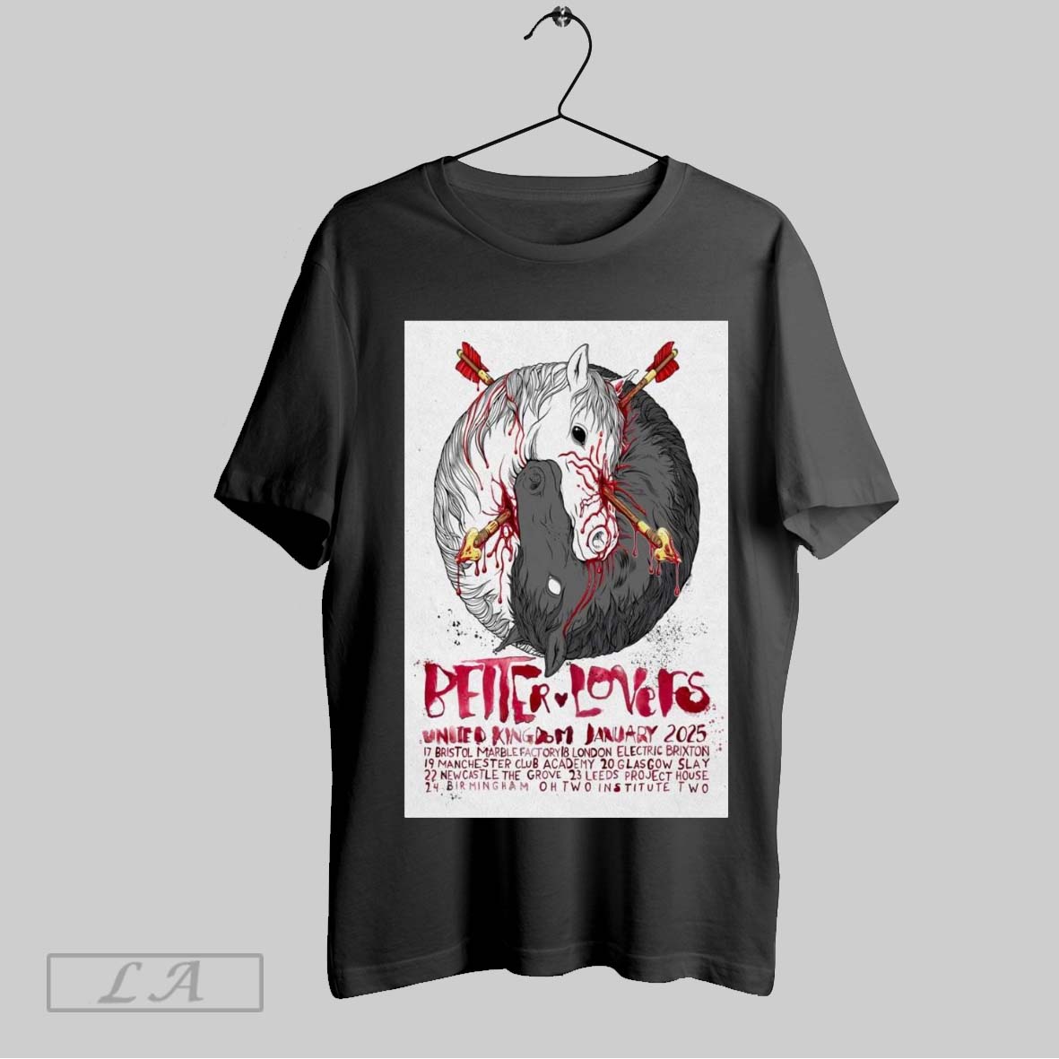 Official Poster Better Lovers Band United Kingdom January 2025 Tour T Shirt
