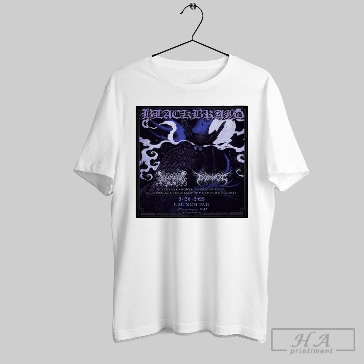 Official Poster Blackbraid North American Tour With Special Guest Lamp Of Murmuur And Dodsrit Sept 20 2025 Launch Pad T Shirt