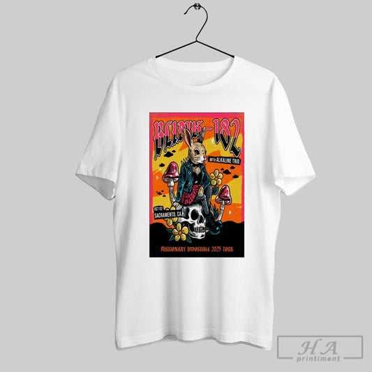 Official Poster Blink 182 With Alkaline Trio Oct 2 Missionary Impossible 2025 Tour Aftershock Festival Sacramento Ca T Shirt