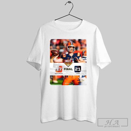 Official Poster Citrus Bowl Football Final Score 17 21 Illinois Fighting Illini Win South Carolina Gamecocks Bowl Football Season T Shirt